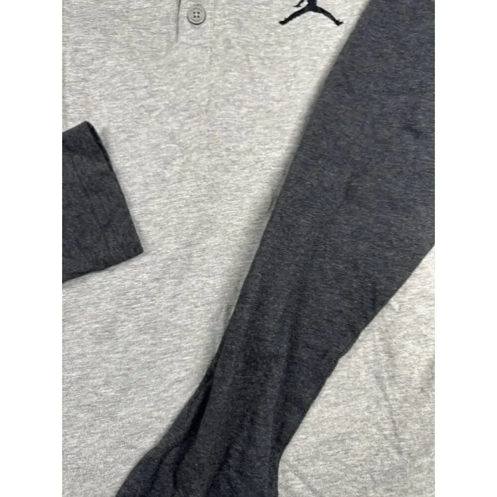 Jordan Long Sleeve Henley Shirt Gray Charcoal Raglan Men’s Size M